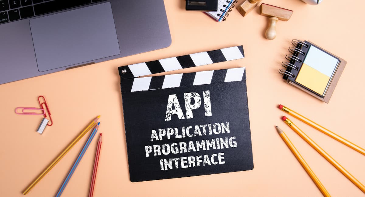 Application Programming Interface API on clapperboard