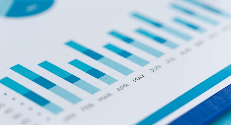 blue graph projecting scalable business reports