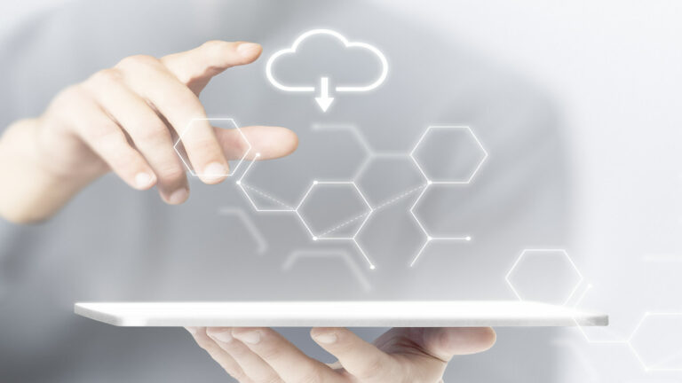digital transformation trend of cloud hologram on tab